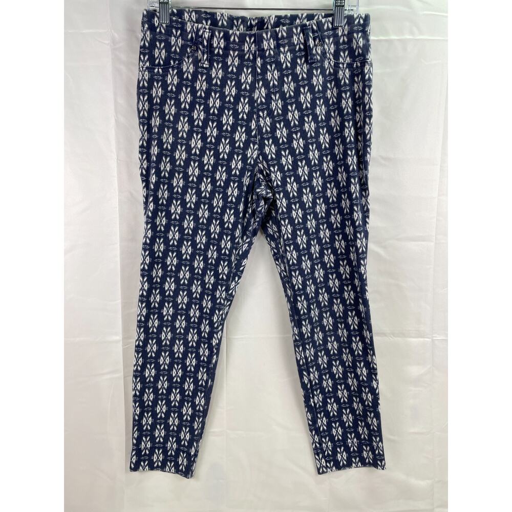 Time and Tru Women's Blue Mid Rise Pockets Pull-On Floral Leggings Size Large